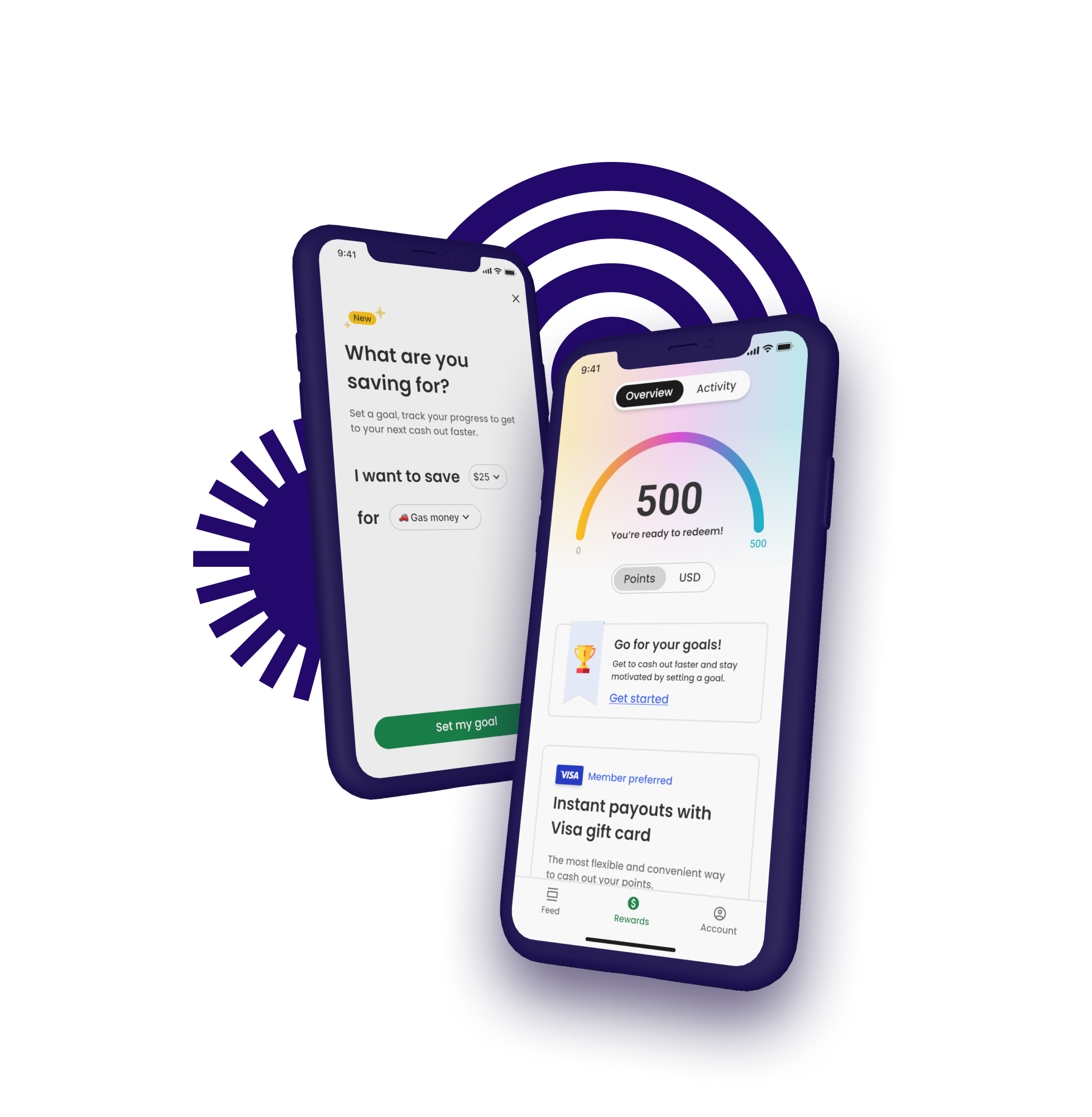 Goal-setting flow on two phones