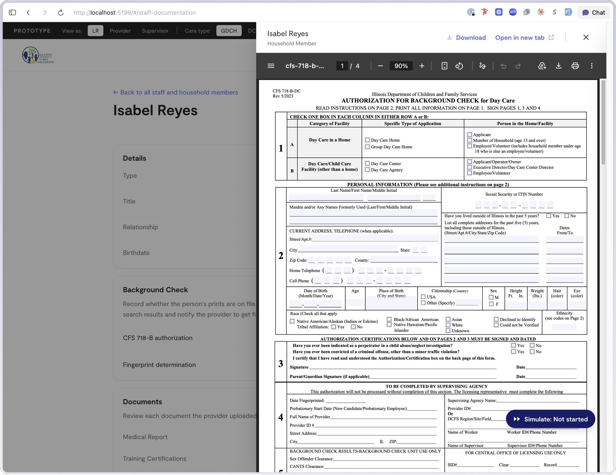 A household member's background check record
