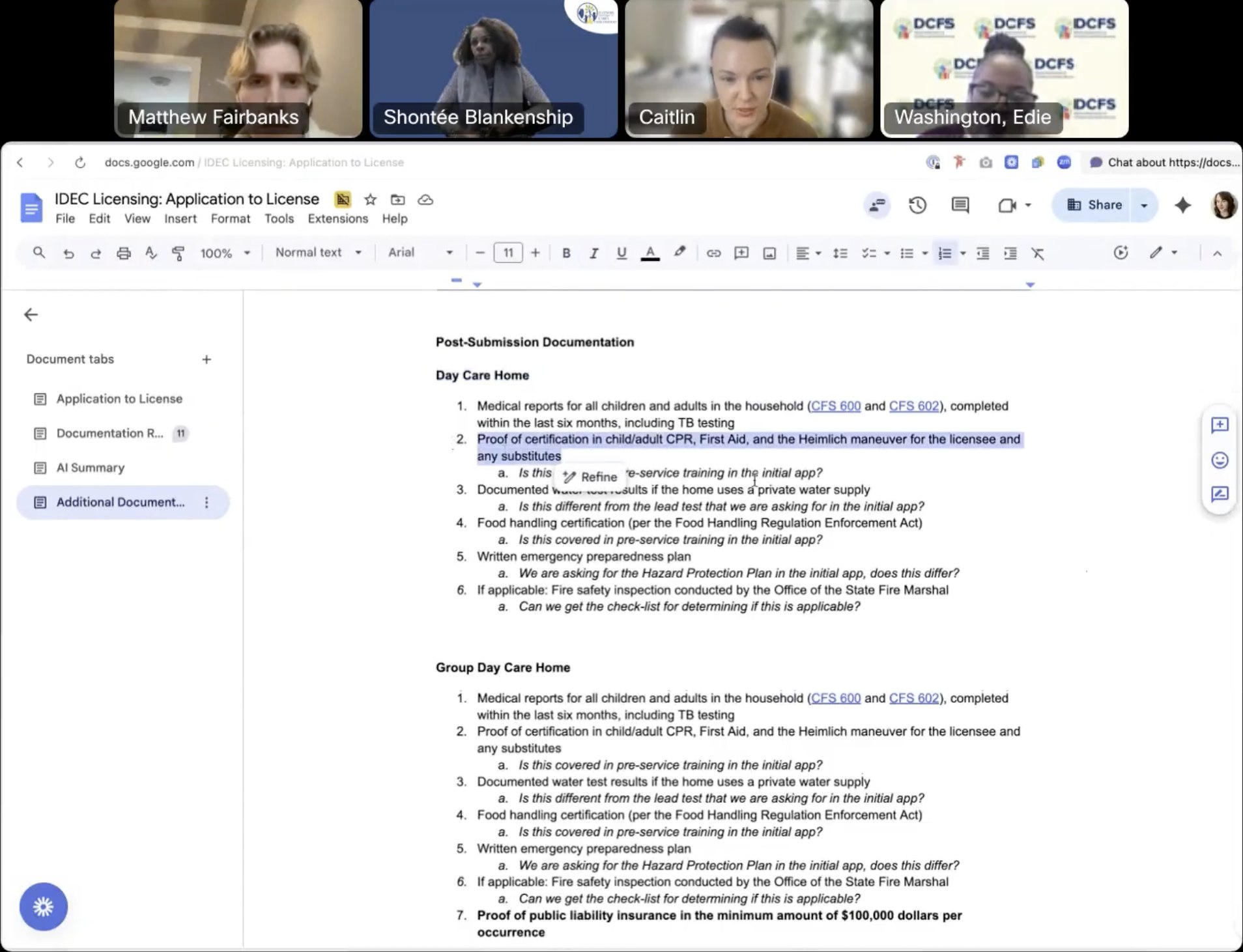 A requirements working session with IDEC licensing leaders
