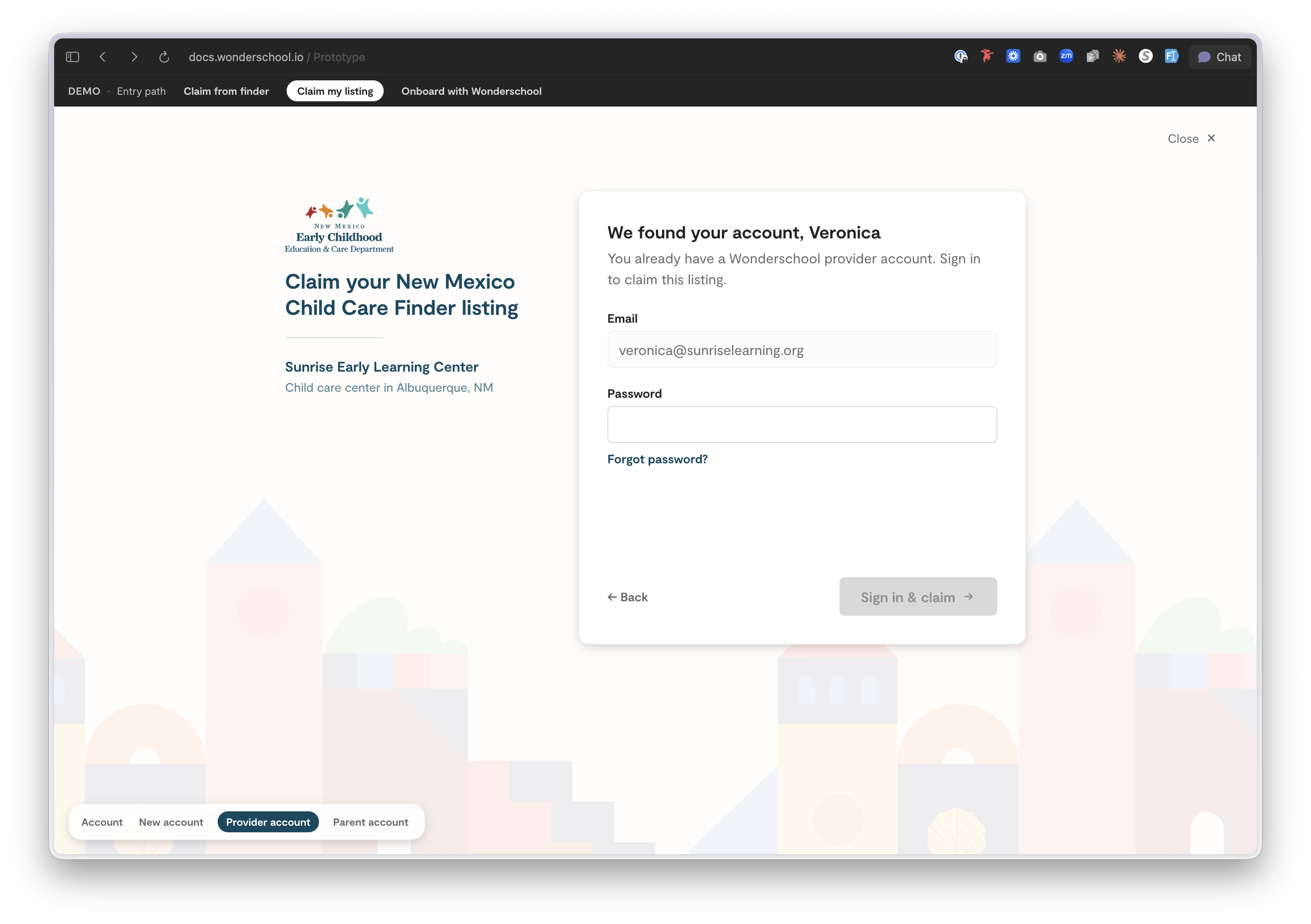 Verify your program step, asking for license number or director email plus address