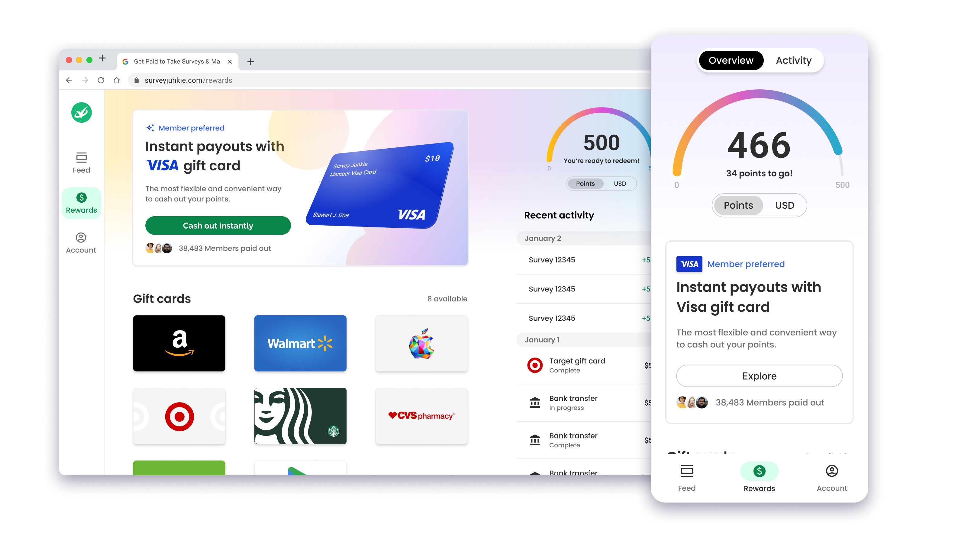 Final Survey Junkie rewards experience, desktop and mobile